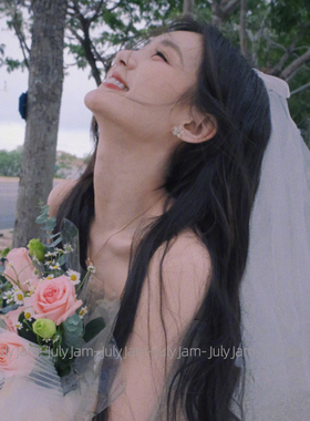 蝴蝶结求婚小头纱发夹结婚拍照