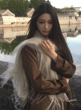 超仙柔纱欧根纱围巾女款纱巾女2026新款气质薄款丝巾系脖围脖披肩