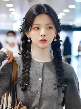 杨超越同款黑色蝴蝶结发夹女芭蕾少女风丝带边夹甜美编发侧边夹子
