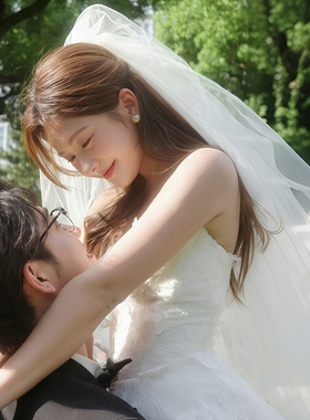 七夕领证登记小头纱法式浪漫白色新娘头纱结婚主婚纱蓬蓬纱头发饰
