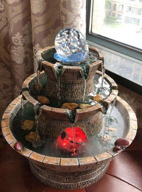 风水轮八方来财流水摆件循环水招财加湿装饰客厅办公室内假山喷泉