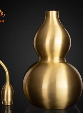 纯黄铜葫芦化解客厅家中煞气摆件开口空心八卦铜葫芦招财开过挂件