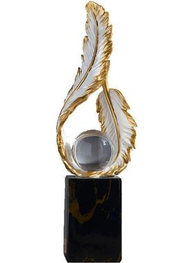 办公室摆件高端大气高级创意羽毛艺术品客厅玄关酒柜装饰轻奢高档