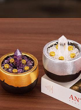 紫水晶手工招财摆件 天然水晶镇宅保平安物 办公室招财开运水晶装