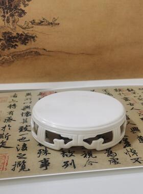 摆件底座陶瓷实木圆形工艺品高端奇石头花盆艺术鱼缸托架葫芦加高