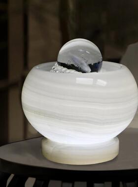 玄武石玉石风水球流水生财摆件新中式客厅办公室乔迁送礼装饰品