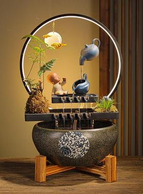 流水摆件循环水招财景观鱼缸创意家居生财办公室客厅开业乔迁礼品