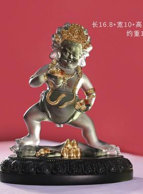 琉璃五路财神佛像招财摆件黄红白绿黑五姓财神密宗家居供奉佛堂