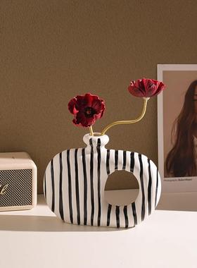 新中式客厅花瓶摆件客厅插花桌面玄关电视柜装饰品侘寂轻奢高级感