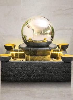 大型圆球转动流水摆件欧式家居庭院鱼池景观装饰玄关转运球喷泉