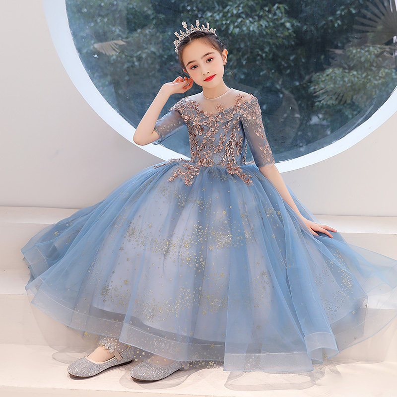 女童晚礼服儿童公主裙小孩花童婚纱生日走秀主持人钢琴演出服秋冬,淘宝优惠券,粉丝福利购,淘宝优惠卷