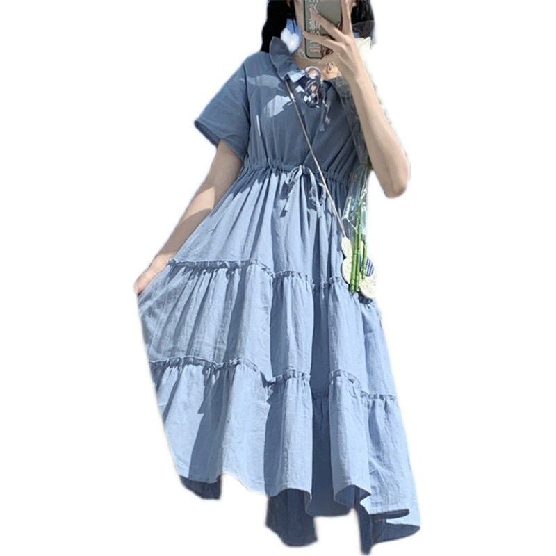 女大童洋装夏款偏胖女孩宽松12-15岁中学生日系棉麻过膝长裙子,淘宝优惠券,粉丝福利购,淘宝优惠卷