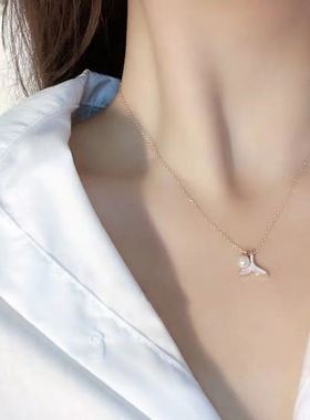 往后余生鱼尾珍珠吊坠项链2021新款小众气质锁骨链生日礼物送女友