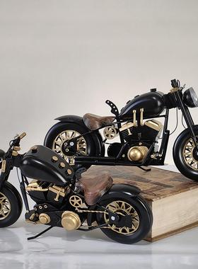 覆古摩托车模型铁艺橱窗收藏工艺品男生礼物手工骑士机车装饰摆件