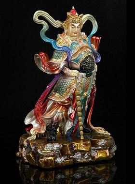 纯铜像韦陀伽蓝菩萨关公韦驮佛像贴金彩绘家用客厅供奉摆件纯