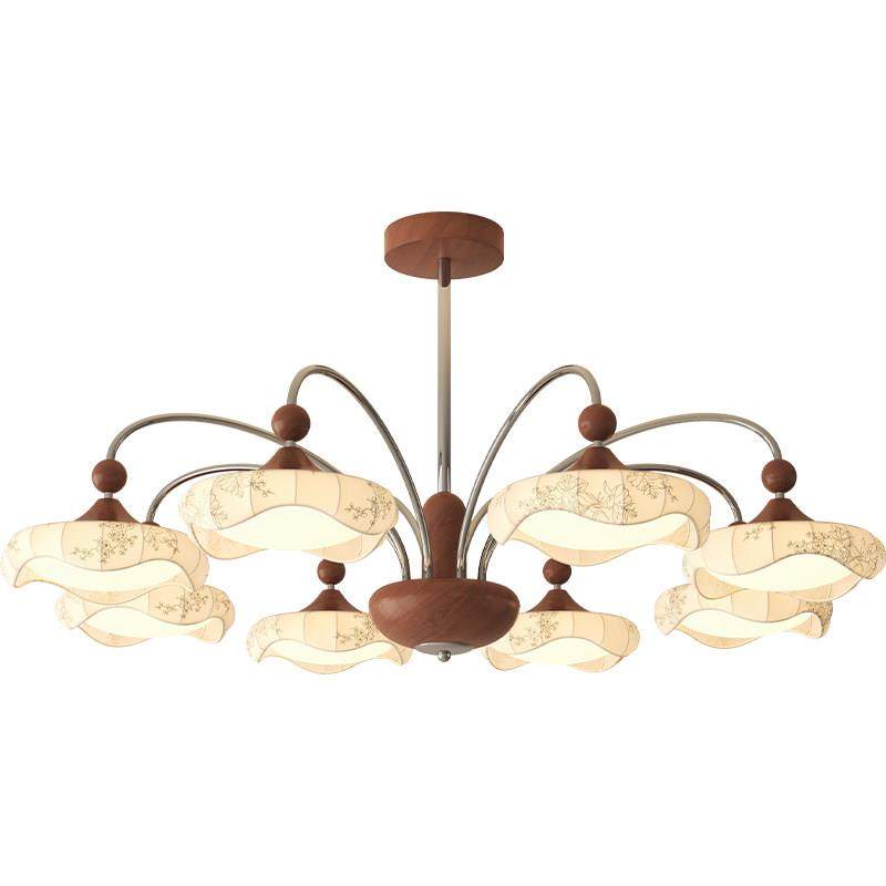 客厅吊灯中古风胡桃木色复古宋代美学印花布艺护眼全光谱大厅灯具,淘宝优惠券,粉丝福利购,淘宝优惠卷