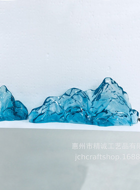 轻奢风家居玄关透明树脂假山雕塑酒店大堂客厅装饰艺术品大摆件