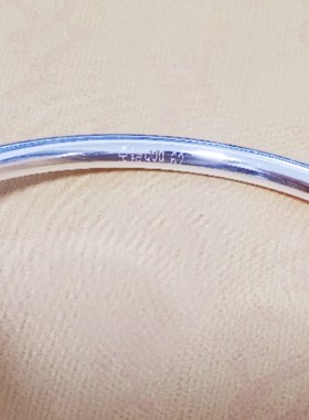 银手镯女素圈纯银999年轻款光面闭口实心银镯子小众简约送妈妈