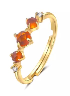 新中式锆石戒指女轻奢高级感小众设计感的独特指环中古食指戒尾戒