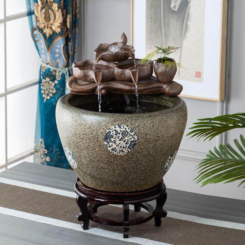 大型陶瓷流水鱼缸水缸阳台造景水循环鱼缸办公室客厅养鱼缸落地缸,淘宝优惠券,粉丝福利购,淘宝优惠卷