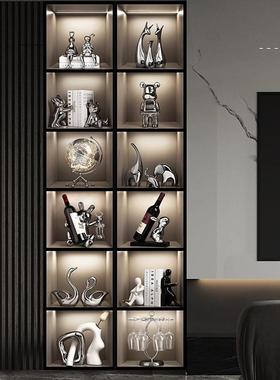 创意轻奢酒柜装饰品摆件套装兔子客厅家居玻璃柜红酒架高档工艺礼