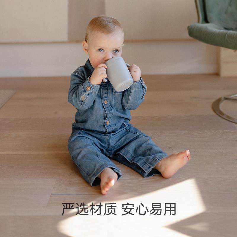 mushie宝宝婴儿水杯硅胶双耳训练杯儿童喝水吸管杯防溢防烫,淘宝优惠券,粉丝福利购,淘宝优惠卷