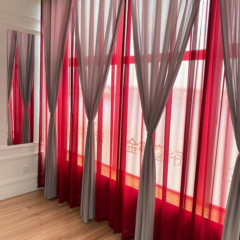 民族风绿色高密雪纺纱帘客厅阳台店面橱窗透光不透人撞色双层窗纱,淘宝优惠券,粉丝福利购,淘宝优惠卷