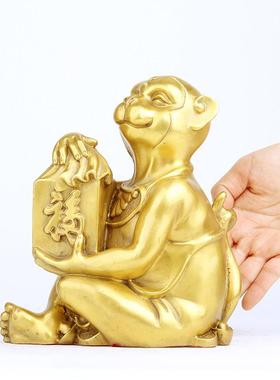 铜猴子风水摆件 纯铜十二生肖猴 工艺品中式家居装饰品摆设大号