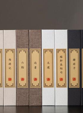 新的中国风模型房间装饰亚麻人造书室书房书柜可访问的豪华道具书