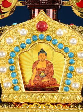 舍利塔家用佛塔菩提塔噶当塔鎏金雕花镶嵌彩珠宝塔嘎乌盒室内摆件