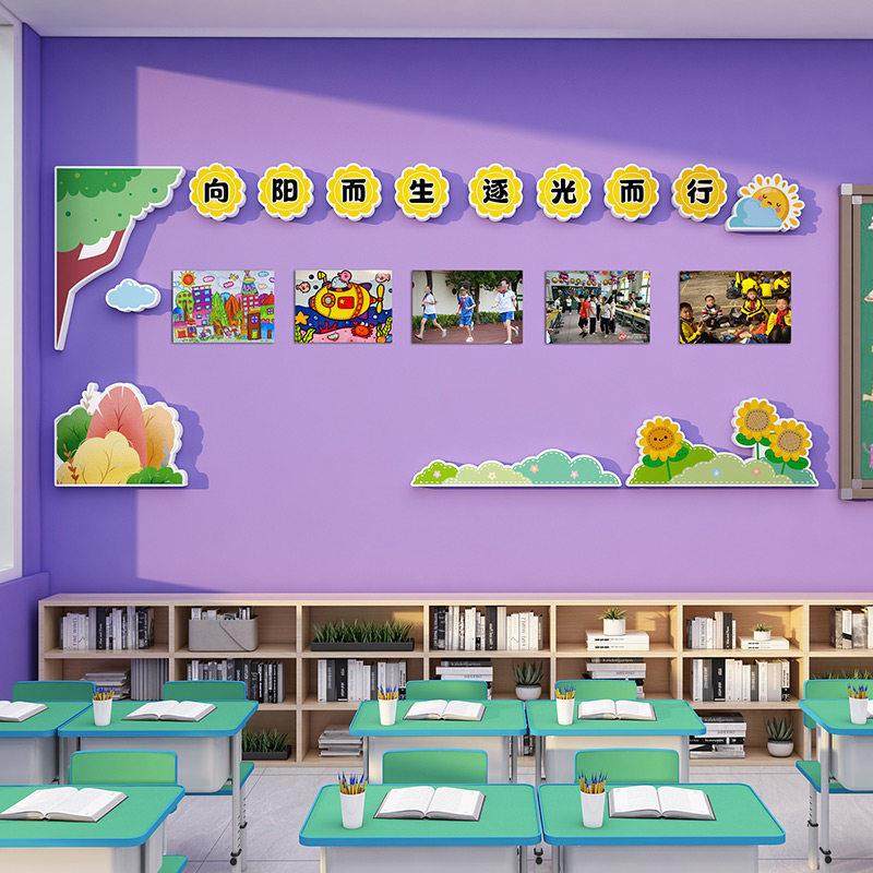 向日葵幼儿园环创主题墙班级文化墙贴教室布置装饰向阳而生黑板报,淘宝优惠券,粉丝福利购,淘宝优惠卷