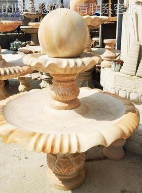 石雕泉06105庭院户外大装饰摆件天然黄金麻石材流水喷理石石喷雕