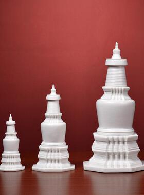 戴玉堂家用佛塔客厅佛具用品陶瓷装藏舍利子宝瓶供奉摆件/舍利塔