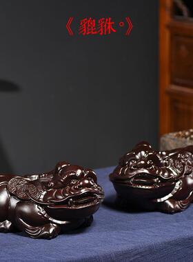 黑檀实木雕貔貅摆件一对大号家居客厅玄关店铺开业送礼红木工艺品