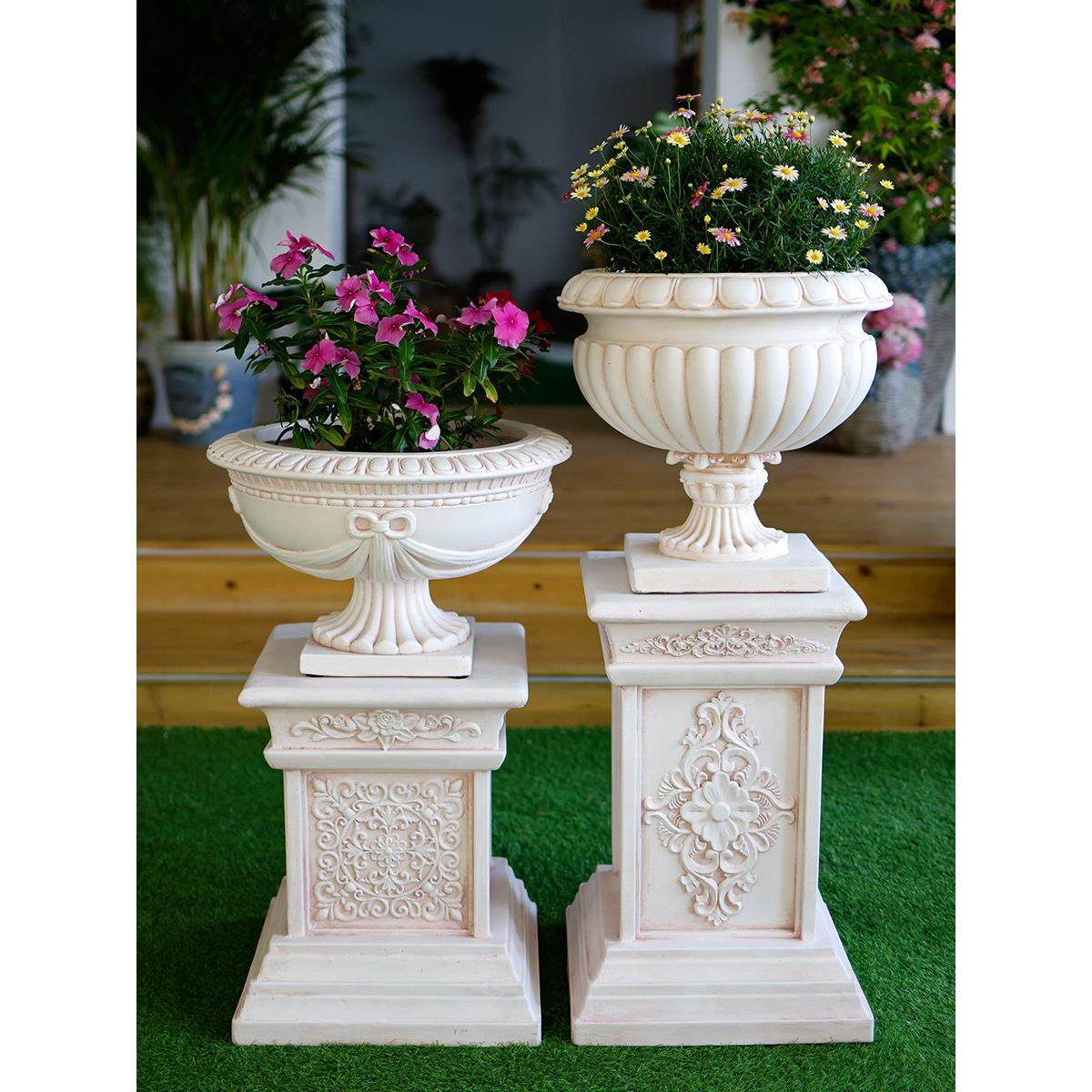 欧式罗马柱花盆底座创意花园阳台装饰石膏户外摆件庭院布置花架,淘宝优惠券,粉丝福利购,淘宝优惠卷