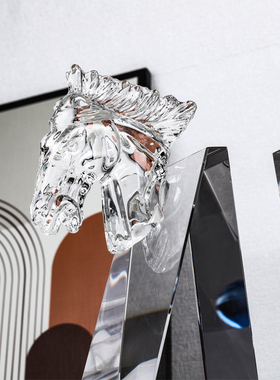 新中式创意透明马头书挡q摆件样板房样品屋展示中心卧室书房桌面