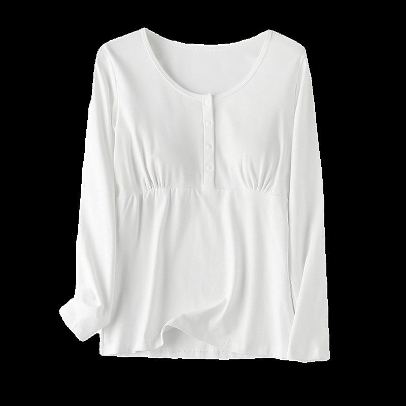 哺乳上衣睡衣孕妇家居服上装纯棉带胸垫春秋冬喂奶月子服长袖秋衣,淘宝优惠券,粉丝福利购,淘宝优惠卷