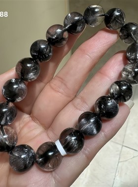 天然毕业级满钛黑银钛水晶手链高品质版钛银发晶手串女款饰品礼物