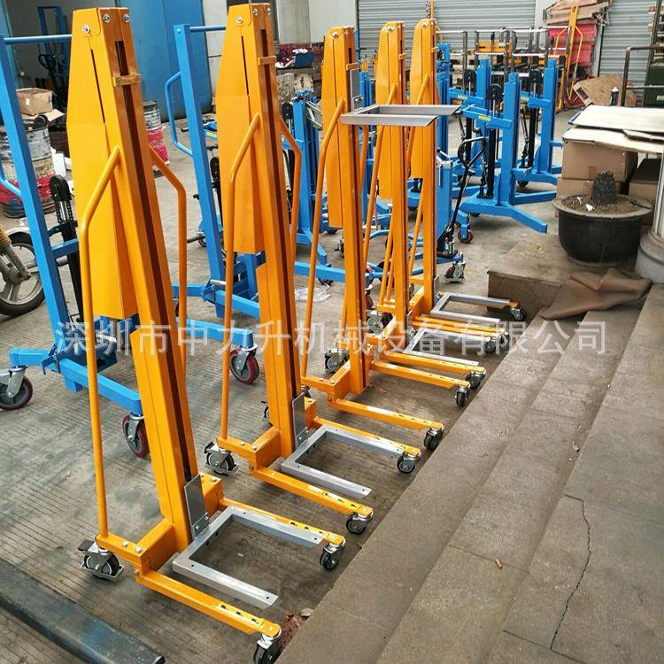 手摇堆高车150kg迷你型工位车绞盘堆垛手摇叉车轻型升高车 - 图1