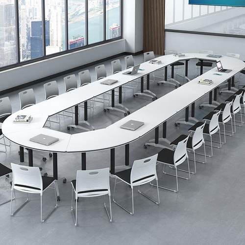 折叠会议桌培训桌椅组合移动办公桌长条桌教育机构拼接多功能课桌 - 图0