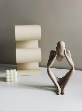 Homeside抽象人物雕塑摆件北欧ins艺术仿砂岩家居软装拍摄道具