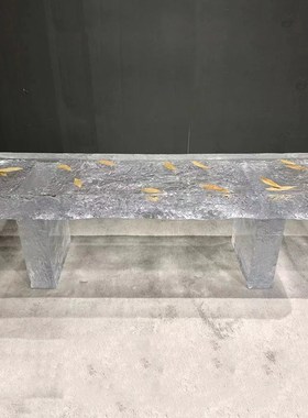 透明摆件树脂雕塑水晶炭烧火烧实木长F凳案几茶几玄关桌子黑色条