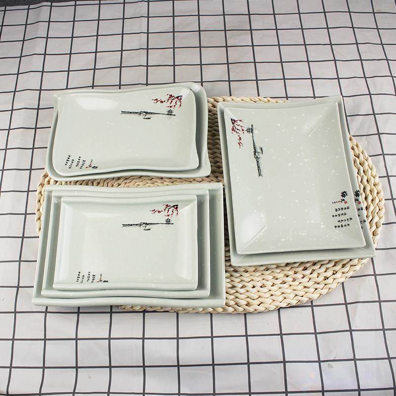 十个装梅花仿瓷四方炒粉盘密胺汤盘商用长方形火锅自助烧烤凉菜盘,淘宝优惠券,粉丝福利购,淘宝优惠卷