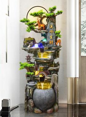 客厅高山流水摆件落地办公室内风车轮循环水假山喷泉景观开 业礼