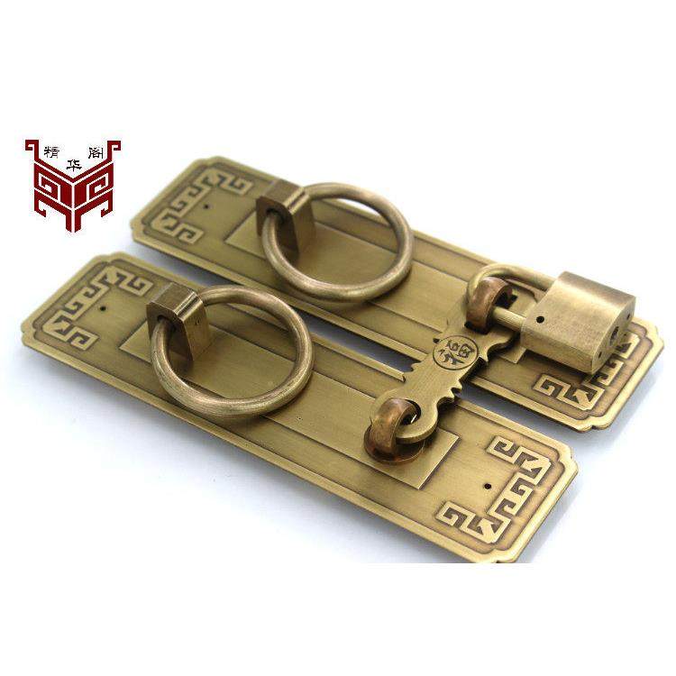 锁扣插销中式仿古纯铜门栓搭扣柜门拉手大门把手全铜老式木门挂锁,淘宝优惠券,粉丝福利购,淘宝优惠卷