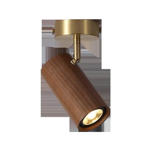 明装射灯胡桃木黄铜中式复古走廊过道客厅照画背景墙嵌入式LED灯 - 图3