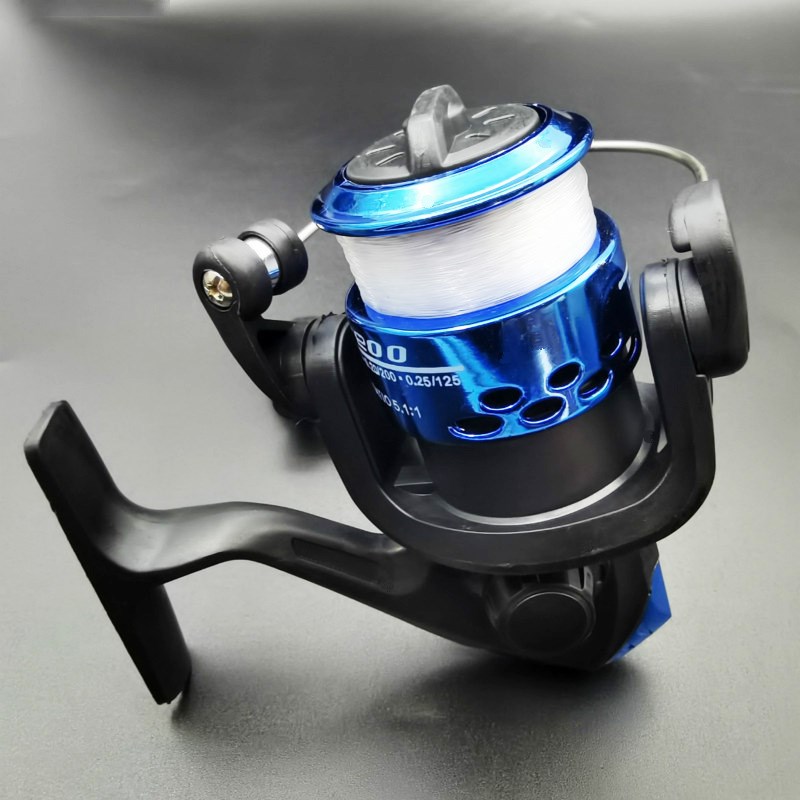 迷你轮3轴纺车式渔轮 电镀带线B海竿钓鱼竿路亚竿手轮鱼线轮纺车 - 图0