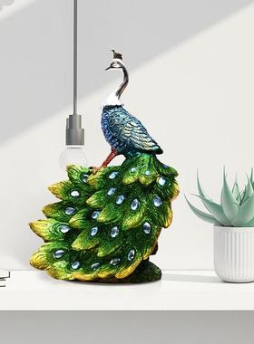 现代中式创意孔雀摆件 手工彩绘孔雀装饰送礼工艺品装饰祝福摆件