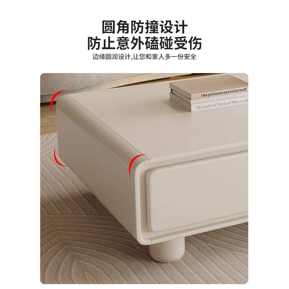 圆角法式奶油风白电视柜简约现代茶几组合客厅家用小户型极简家具,淘宝优惠券,粉丝福利购,淘宝优惠卷