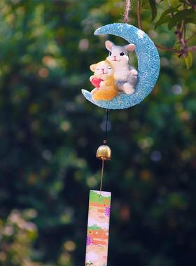 可爱情侣兔子入户花园风铃装饰壁挂摆件庭院户外阳台吊件挂件礼品